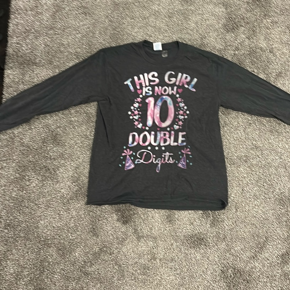 Birthday turning 10 long sleeve shirt,Youth Large